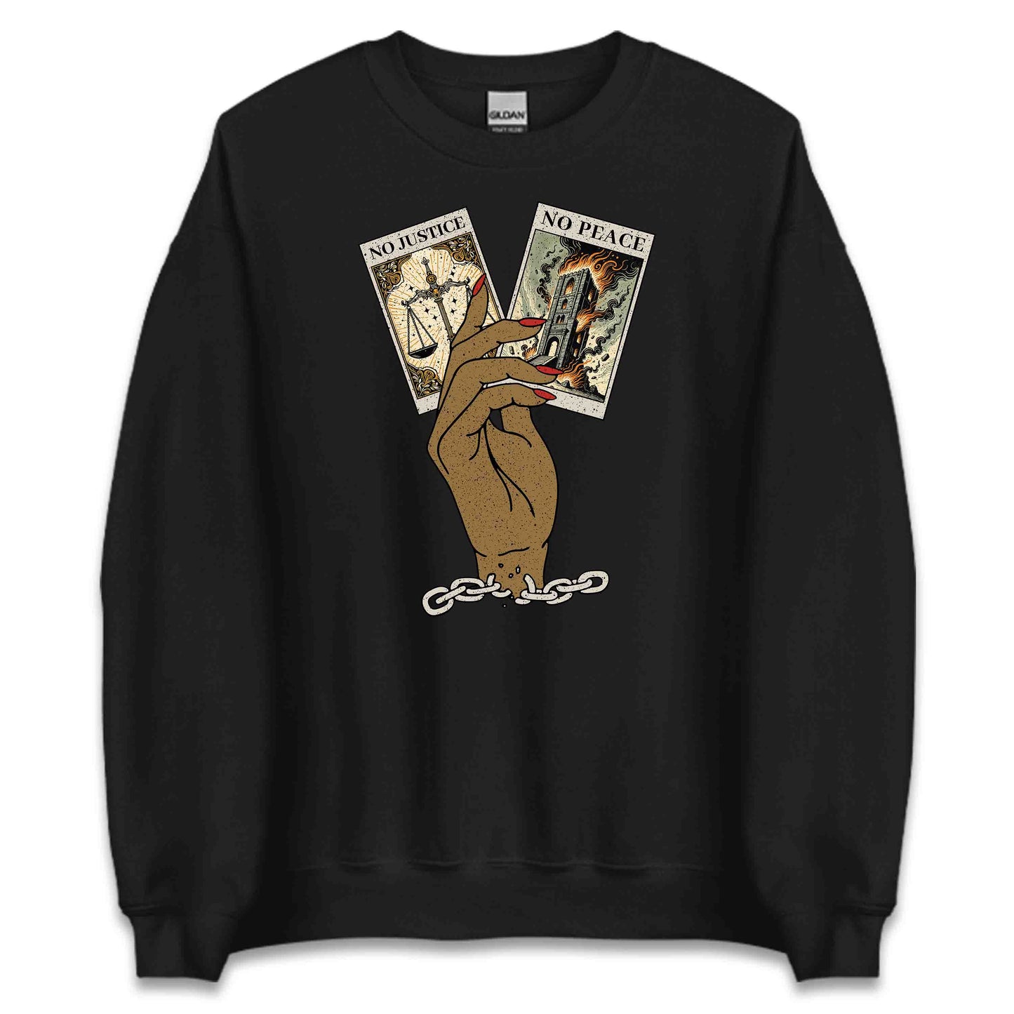 Black History Month No Justice No Peace Empowering Tarot Cards in Hand | PRODUCT CODE: BKHTRYMNJUSP