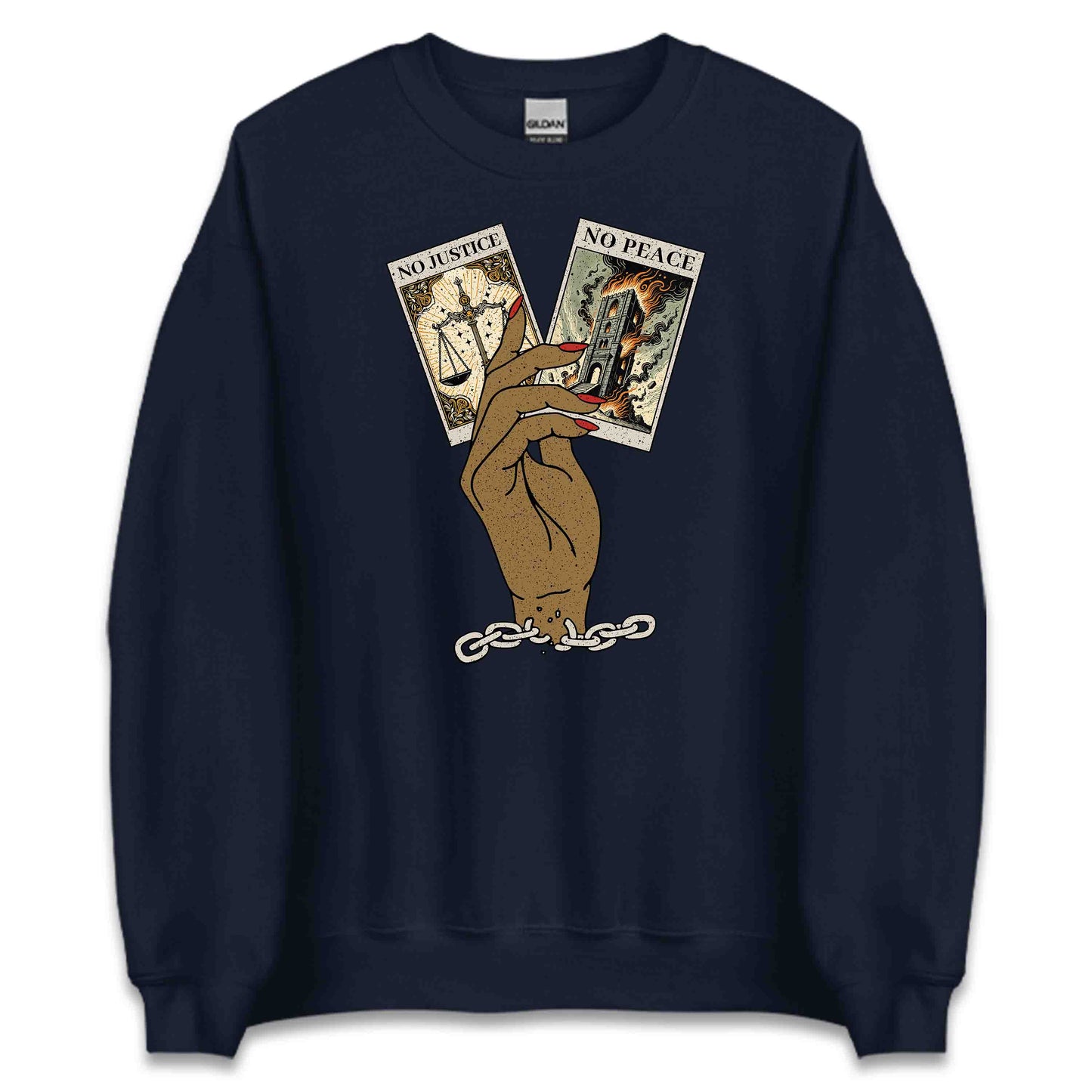 Black History Month No Justice No Peace Empowering Tarot Cards in Hand | PRODUCT CODE: BKHTRYMNJUSP