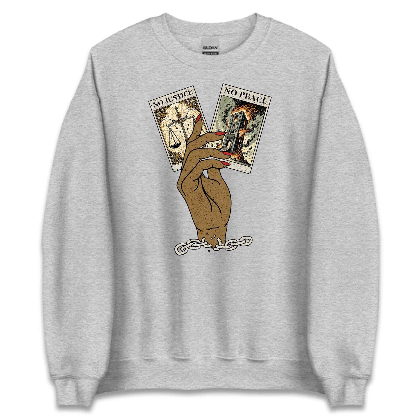 Black History Month No Justice No Peace Empowering Tarot Cards in Hand | PRODUCT CODE: BKHTRYMNJUSP