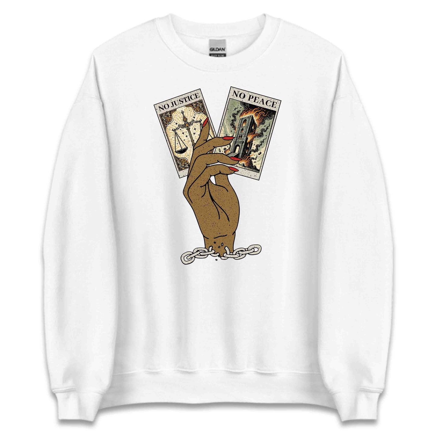 Black History Month No Justice No Peace Empowering Tarot Cards in Hand | PRODUCT CODE: BKHTRYMNJUSP