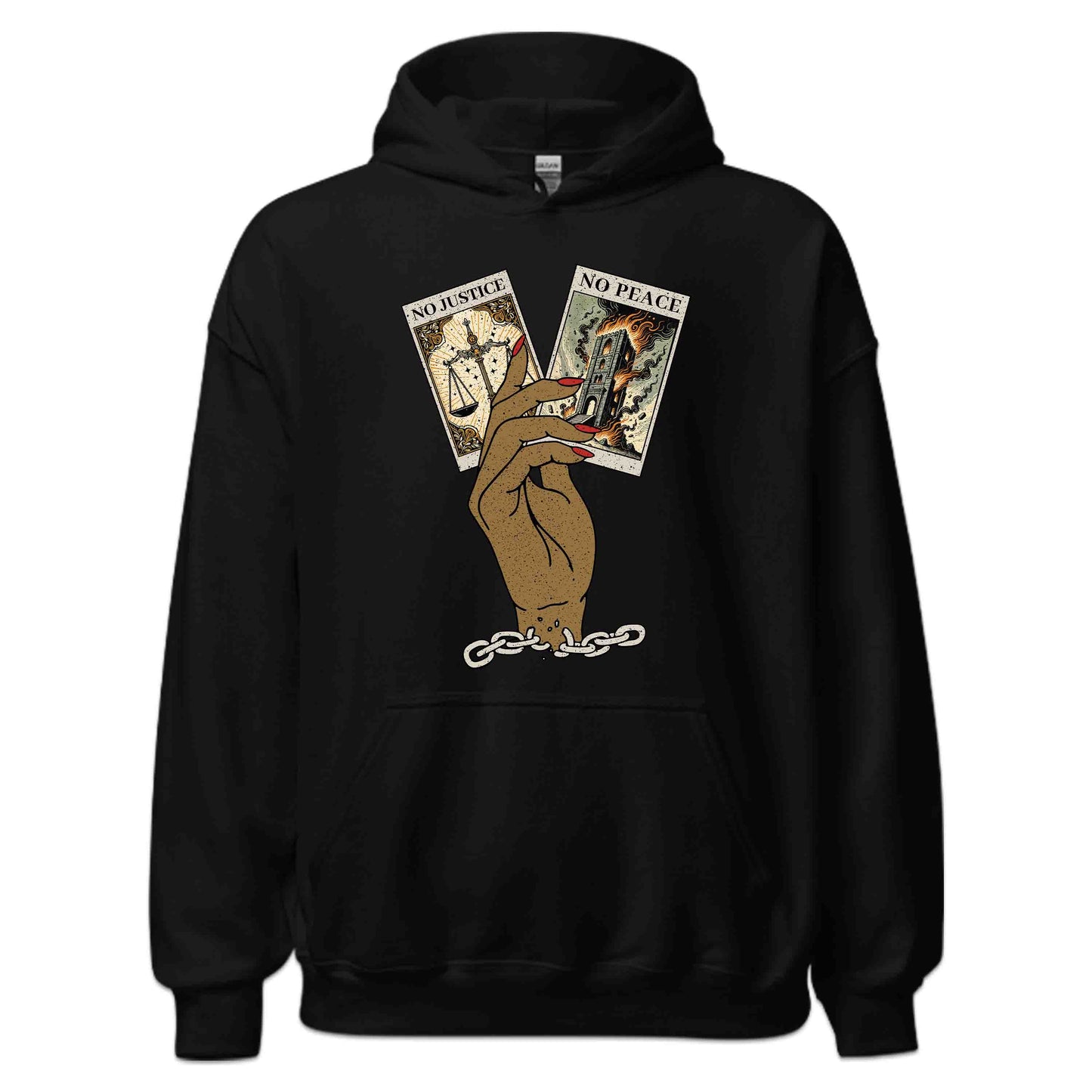 Black History Month No Justice No Peace Empowering Tarot Cards in Hand | PRODUCT CODE: BKHTRYMNJUSP