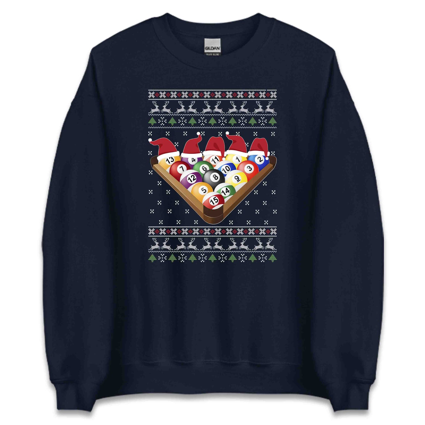 Billiards Christmas Merry Poolmas Xmas Eight Ball Pool Player | PRODUCT CODE: BLDRCHPLOMSA