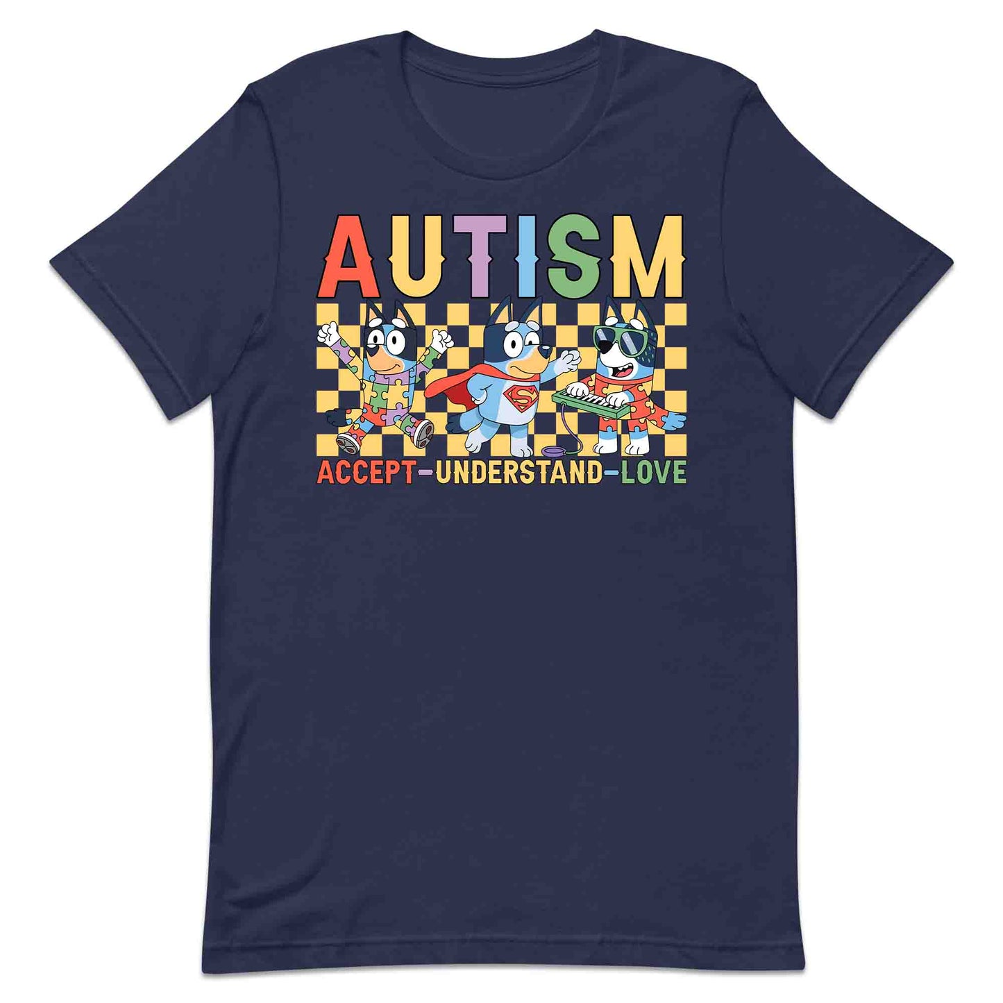 Bluey Autism Awareness T-Shirt | Accept Understand Love Jumper | Neurodiversity Puzzle Hoodie | PRODUCT CODE: BLERYAJHERS