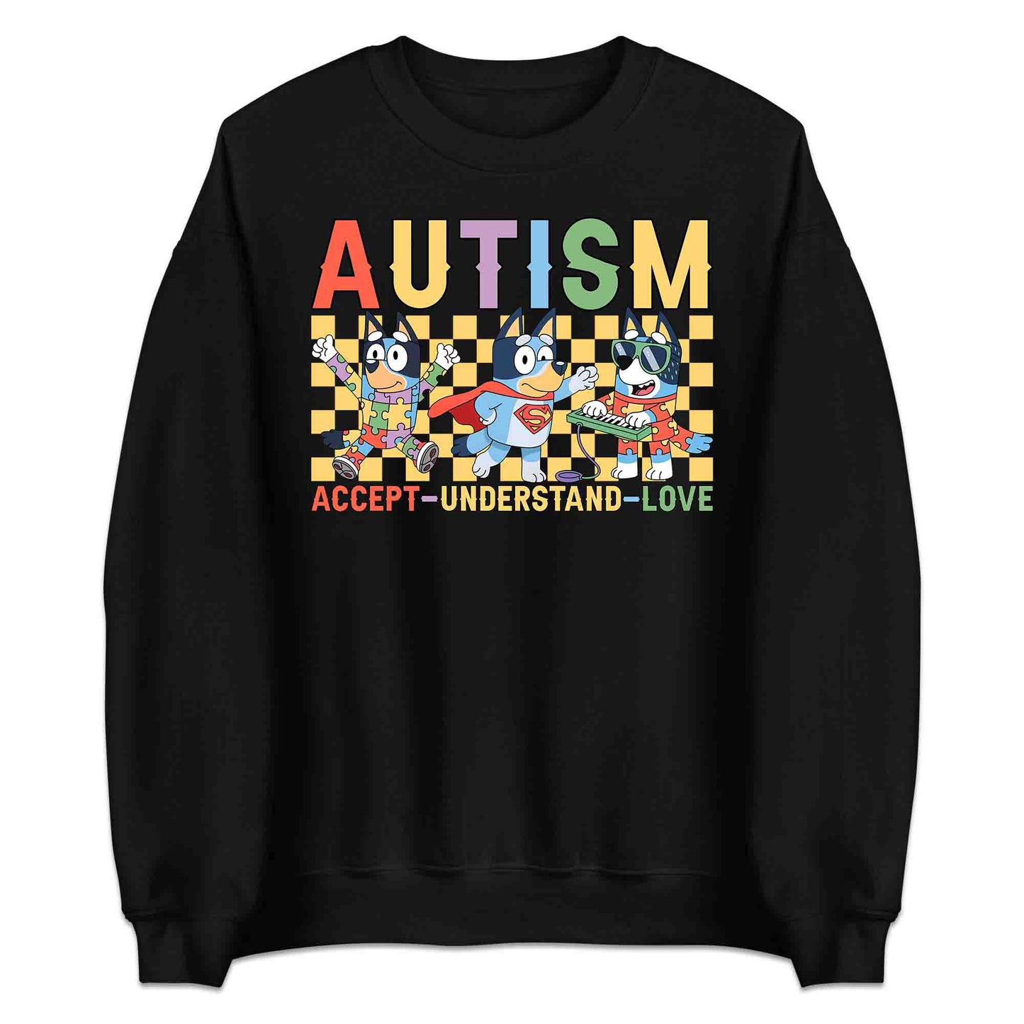 Bluey Autism Awareness T-Shirt | Accept Understand Love Jumper | Neurodiversity Puzzle Hoodie | PRODUCT CODE: BLERYAJHERS