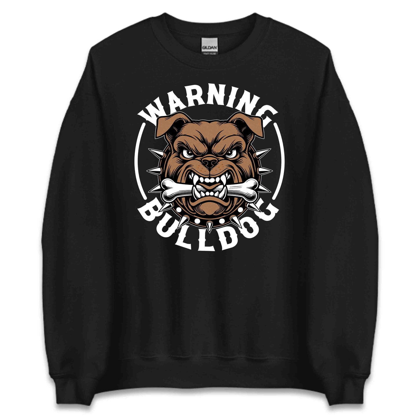 Bulldog Warning Fierce Spiked Collar & Bone Aggressive Dog | PRODUCT CODE: BLWRNFCSPKDC