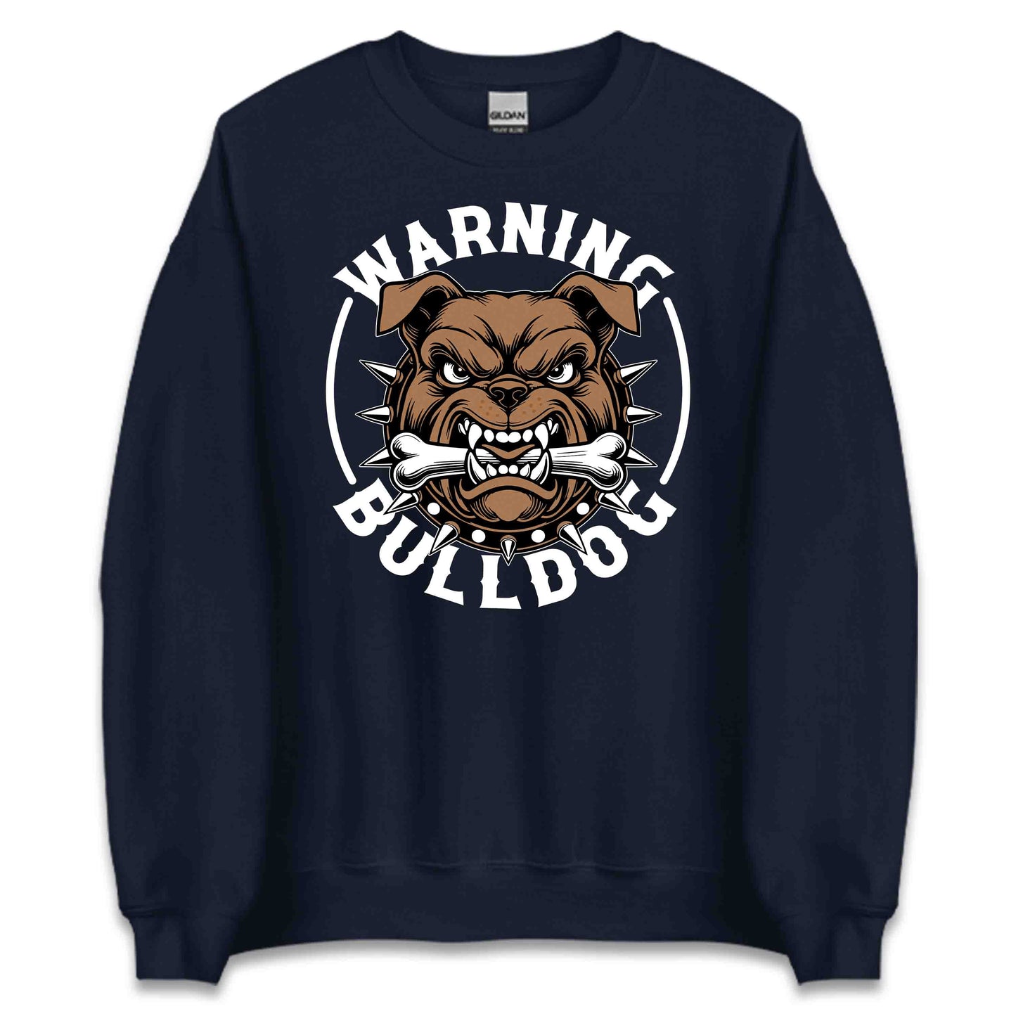 Bulldog Warning Fierce Spiked Collar & Bone Aggressive Dog | PRODUCT CODE: BLWRNFCSPKDC