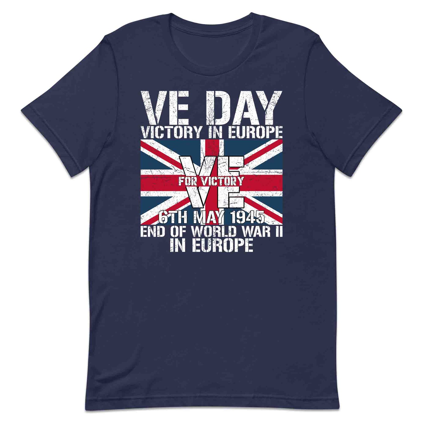 VE Day 1945 Victory in Europe T-Shirt, Jumper & Hoodie – Grunge Union Jack, British WWII Vintage Tribute | PRODUCT CODE: BNDSAUYRW
