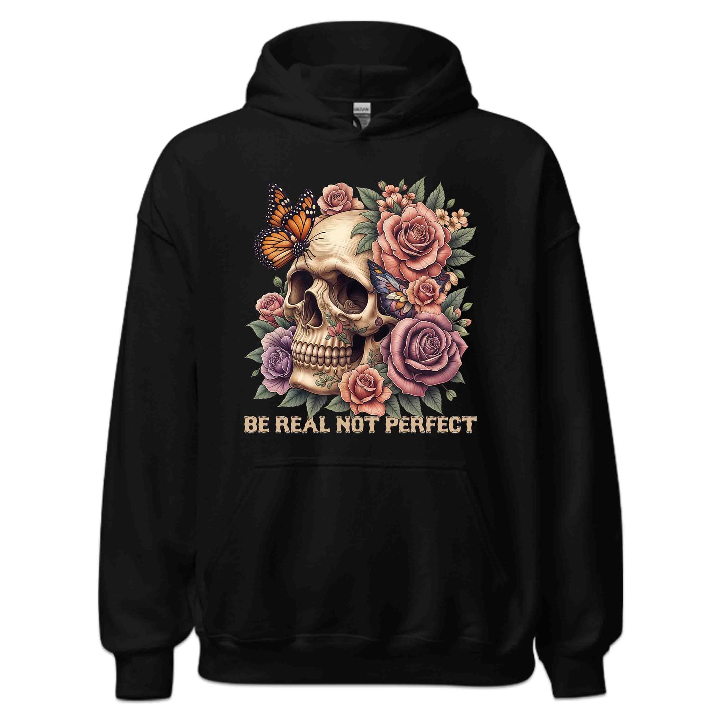 Be Real Not Perfect Floral Butterfly Skull and Rose | PRODUCT CODE: BRLNPRFLOBUTS