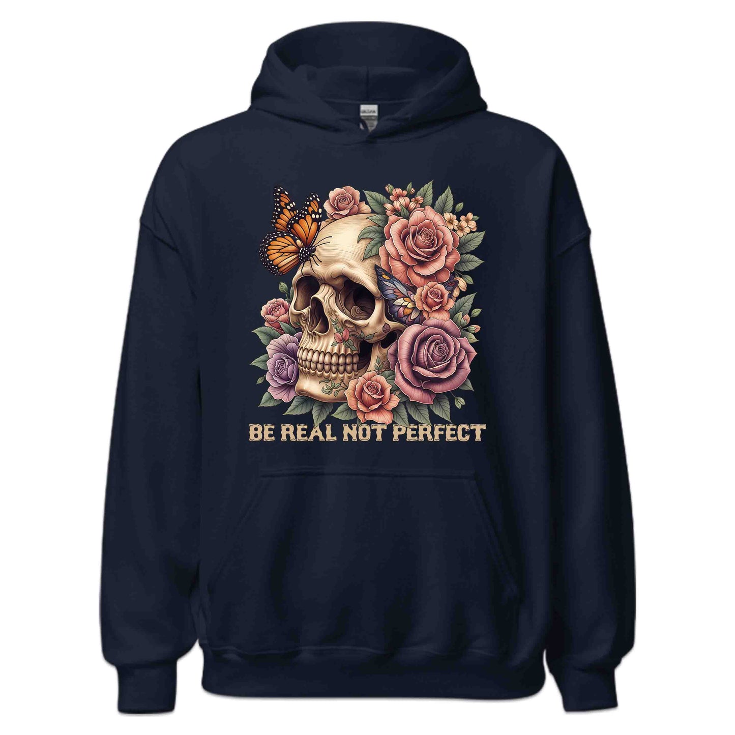 Be Real Not Perfect Floral Butterfly Skull and Rose | PRODUCT CODE: BRLNPRFLOBUTS