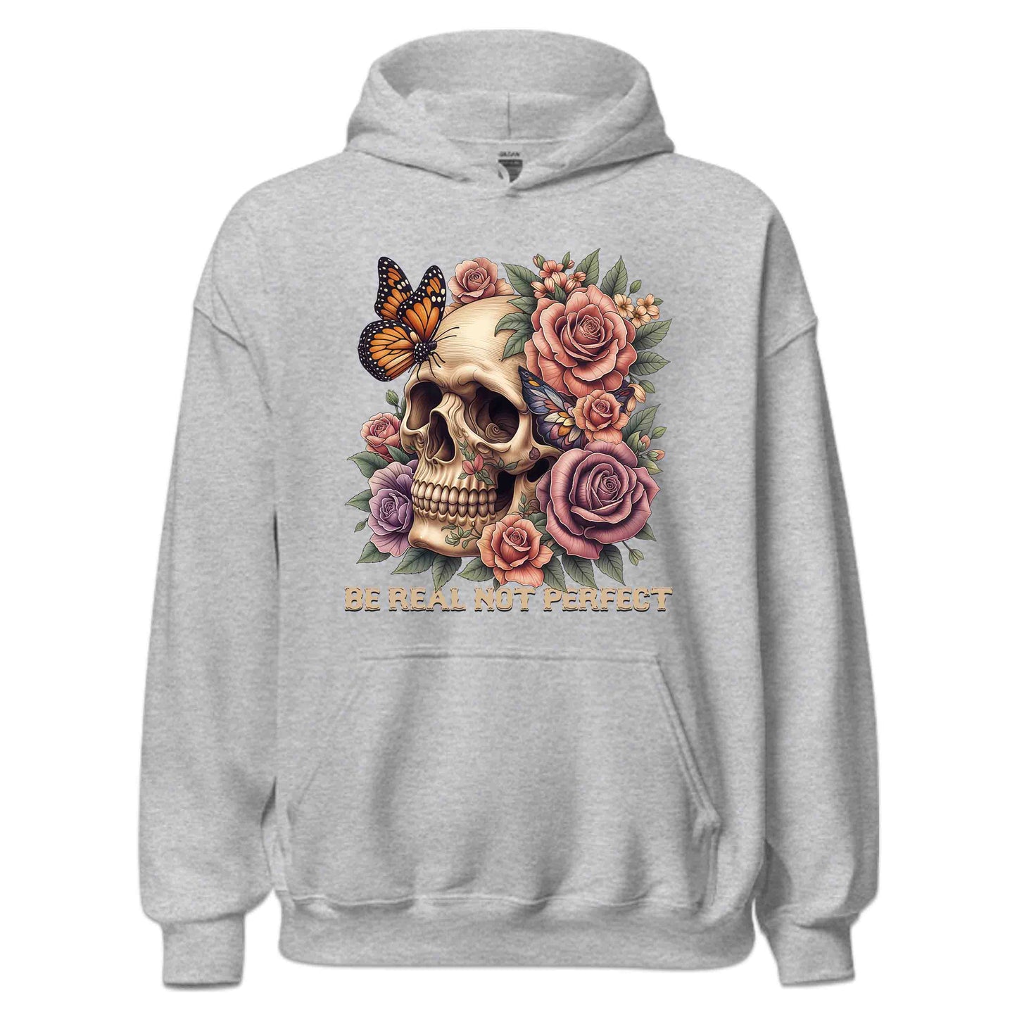 Be Real Not Perfect Floral Butterfly Skull and Rose | PRODUCT CODE: BRLNPRFLOBUTS