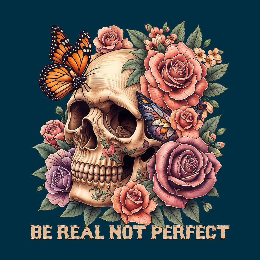 Be Real Not Perfect Floral Butterfly Skull and Rose | PRODUCT CODE: BRLNPRFLOBUTS