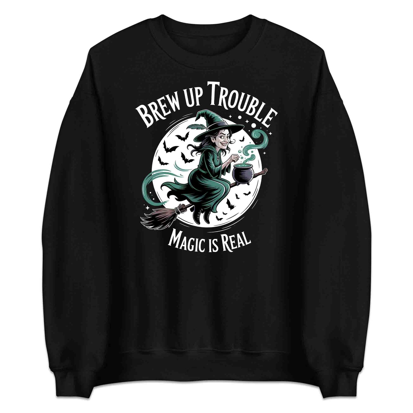 Brew Up Trouble T-Shirt, Magic Cauldron Sweatshirt, Spooky Witch Hoodie | PRODUCT CODE: BROIUQWE
