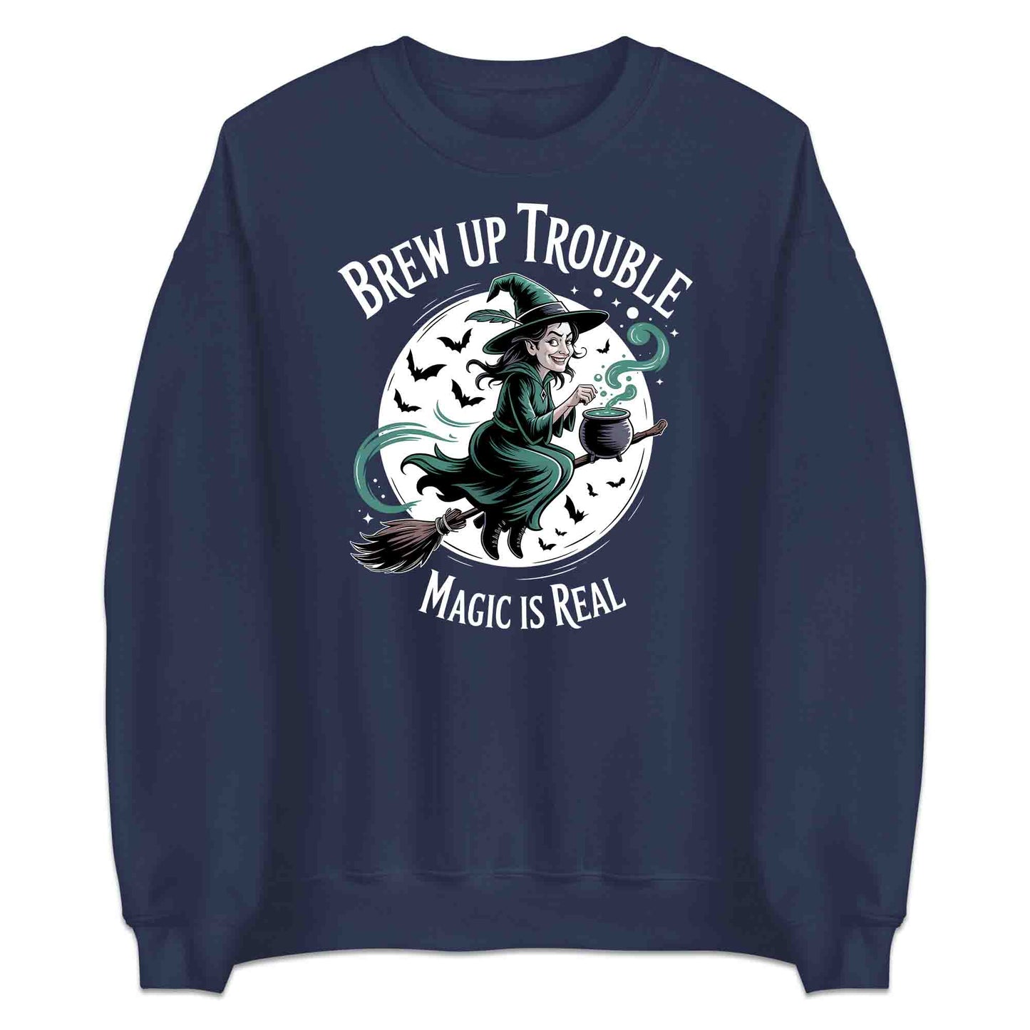 Brew Up Trouble T-Shirt, Magic Cauldron Sweatshirt, Spooky Witch Hoodie | PRODUCT CODE: BROIUQWE