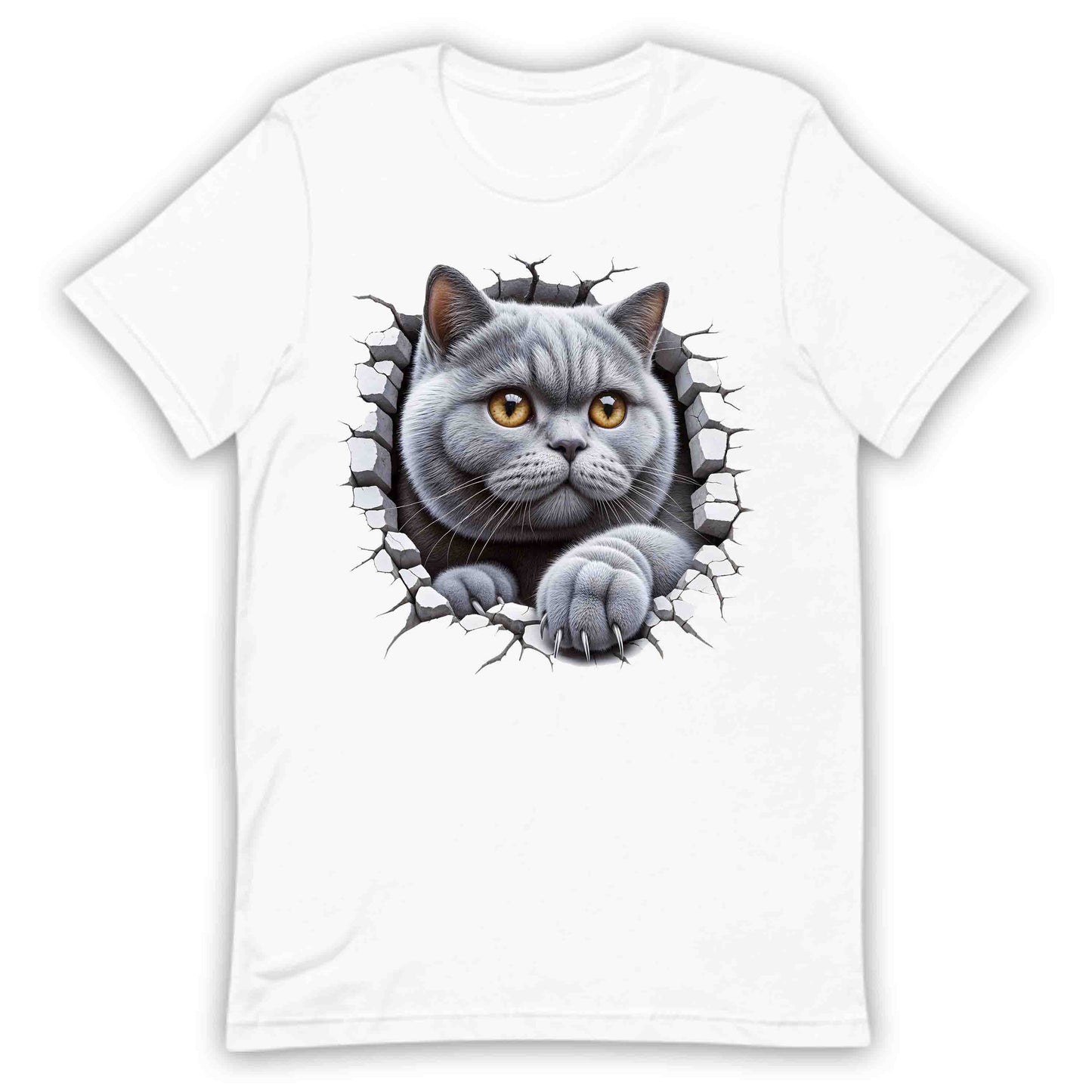 British Shorthair Cat Breaking Through Wall 3D Realistic Cat | PRODUCT CODE: BRTSHCAKNGWA