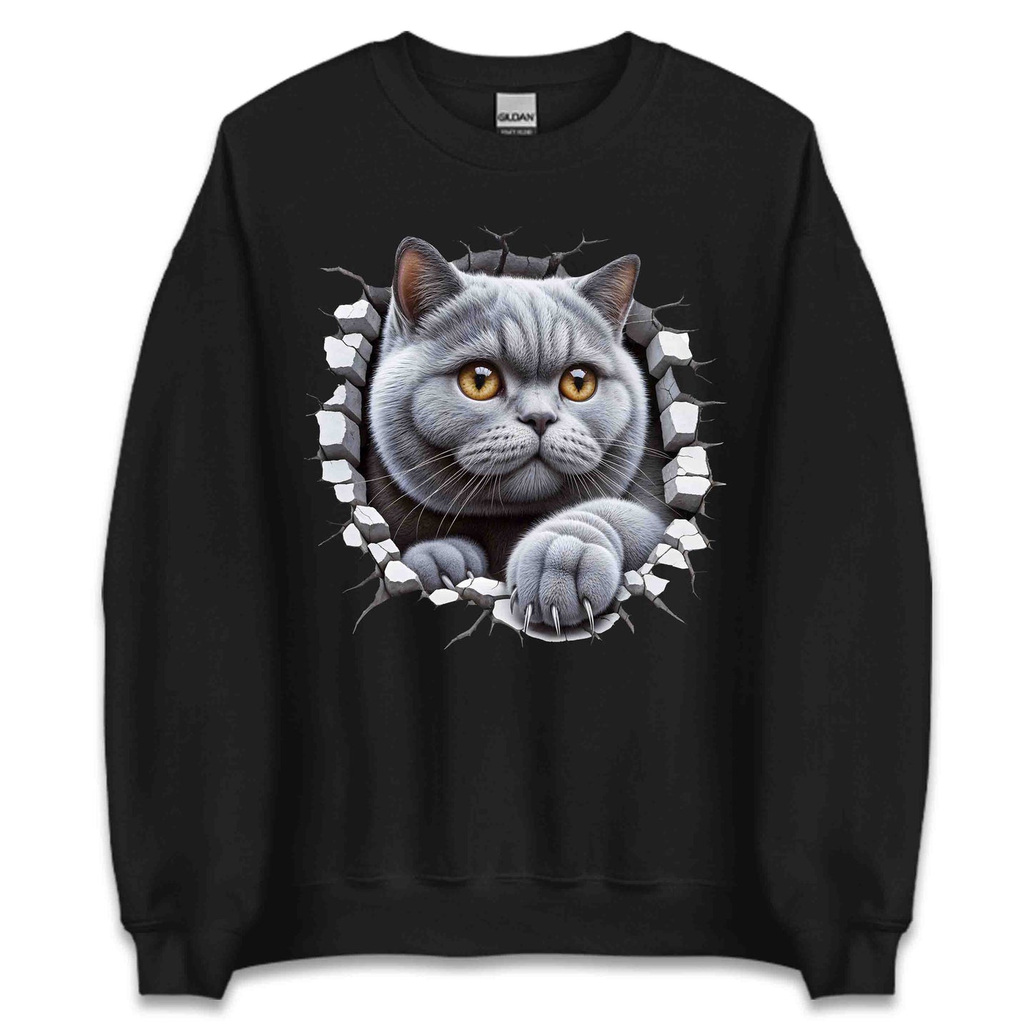 British Shorthair Cat Breaking Through Wall 3D Realistic Cat | PRODUCT CODE: BRTSHCAKNGWA