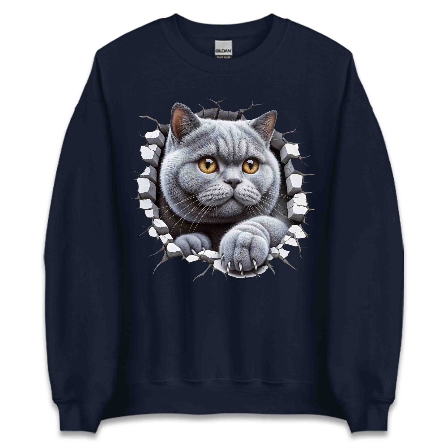 British Shorthair Cat Breaking Through Wall 3D Realistic Cat | PRODUCT CODE: BRTSHCAKNGWA