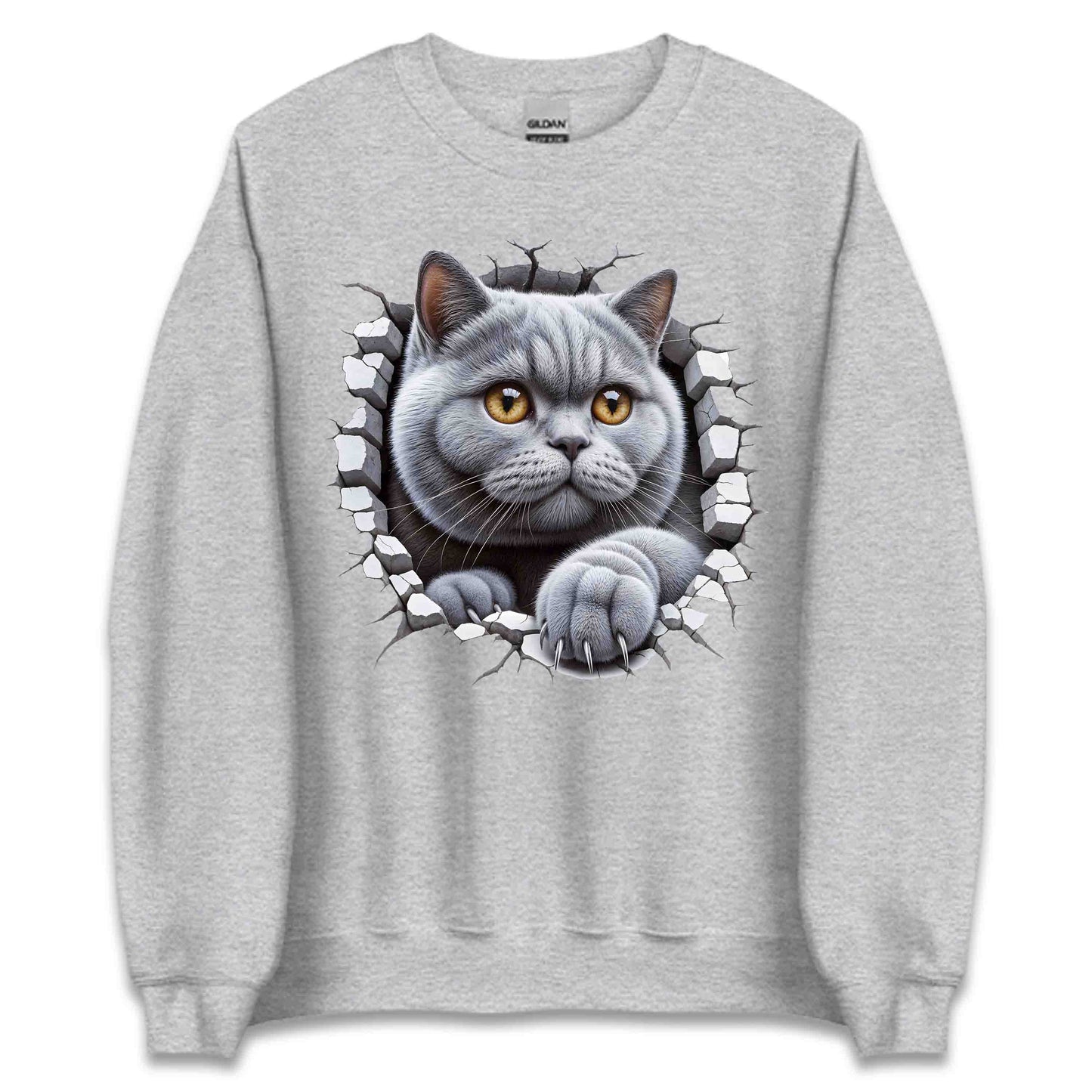 British Shorthair Cat Breaking Through Wall 3D Realistic Cat | PRODUCT CODE: BRTSHCAKNGWA