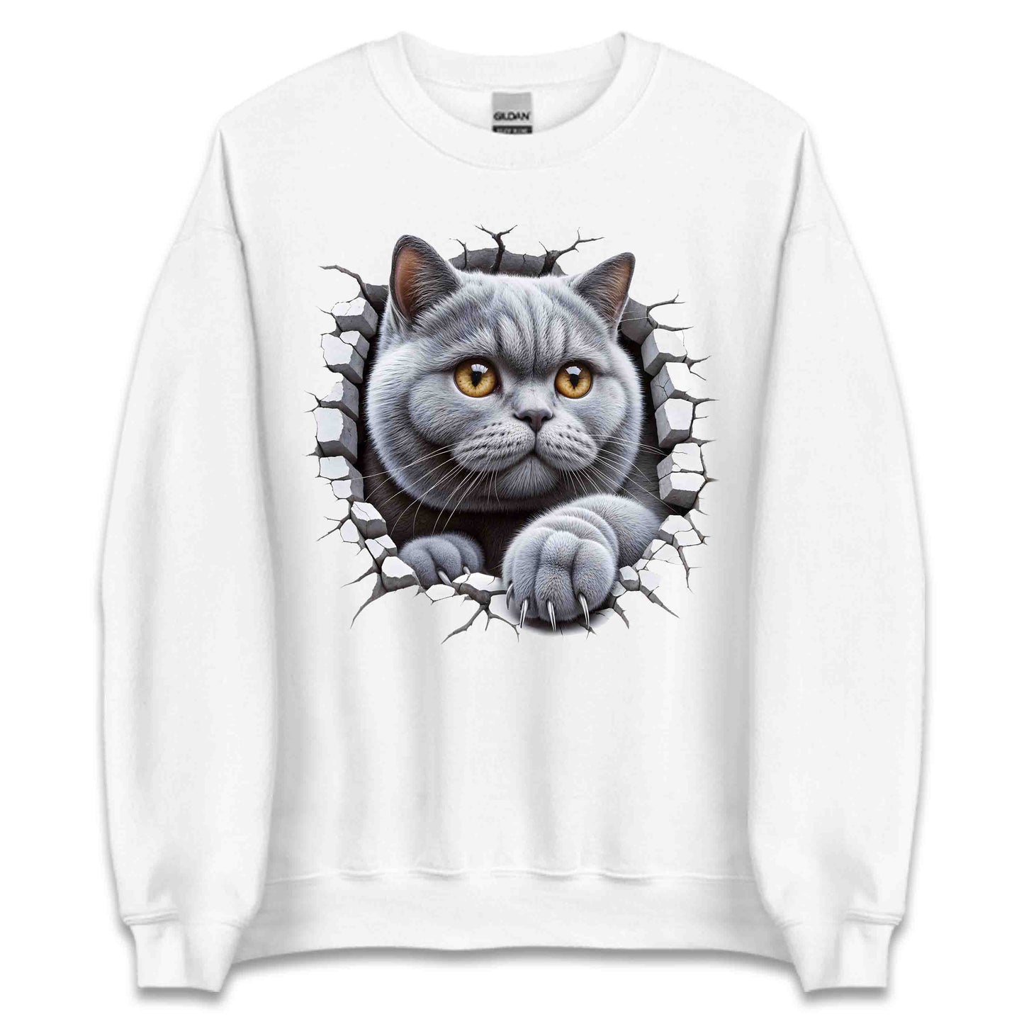 British Shorthair Cat Breaking Through Wall 3D Realistic Cat | PRODUCT CODE: BRTSHCAKNGWA