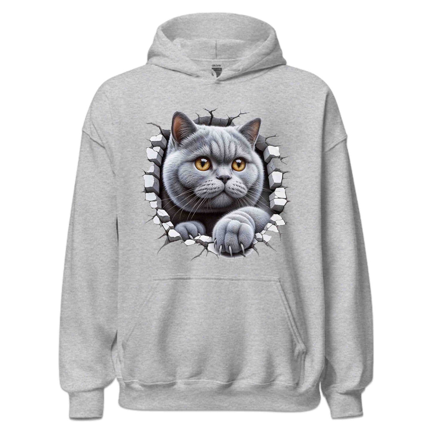 British Shorthair Cat Breaking Through Wall 3D Realistic Cat | PRODUCT CODE: BRTSHCAKNGWA