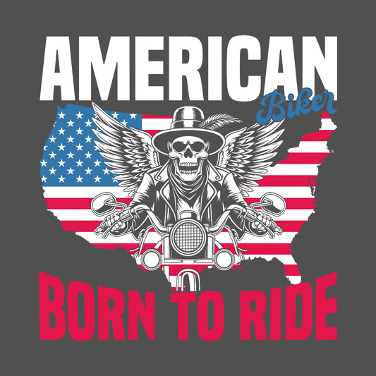 Born To Ride American Biker Patriotic Skull Rider USA Flag | PRODUCT CODE: BWIRAMCDEOQML