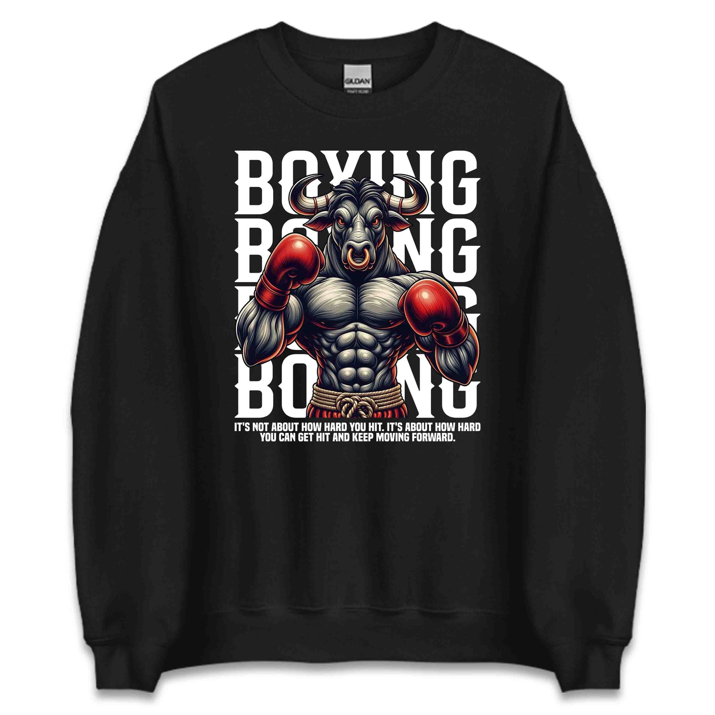 Boxing Bull Motivational Strong Fighter Quote | PRODUCT CODE: BXNGLUMOTVFGH