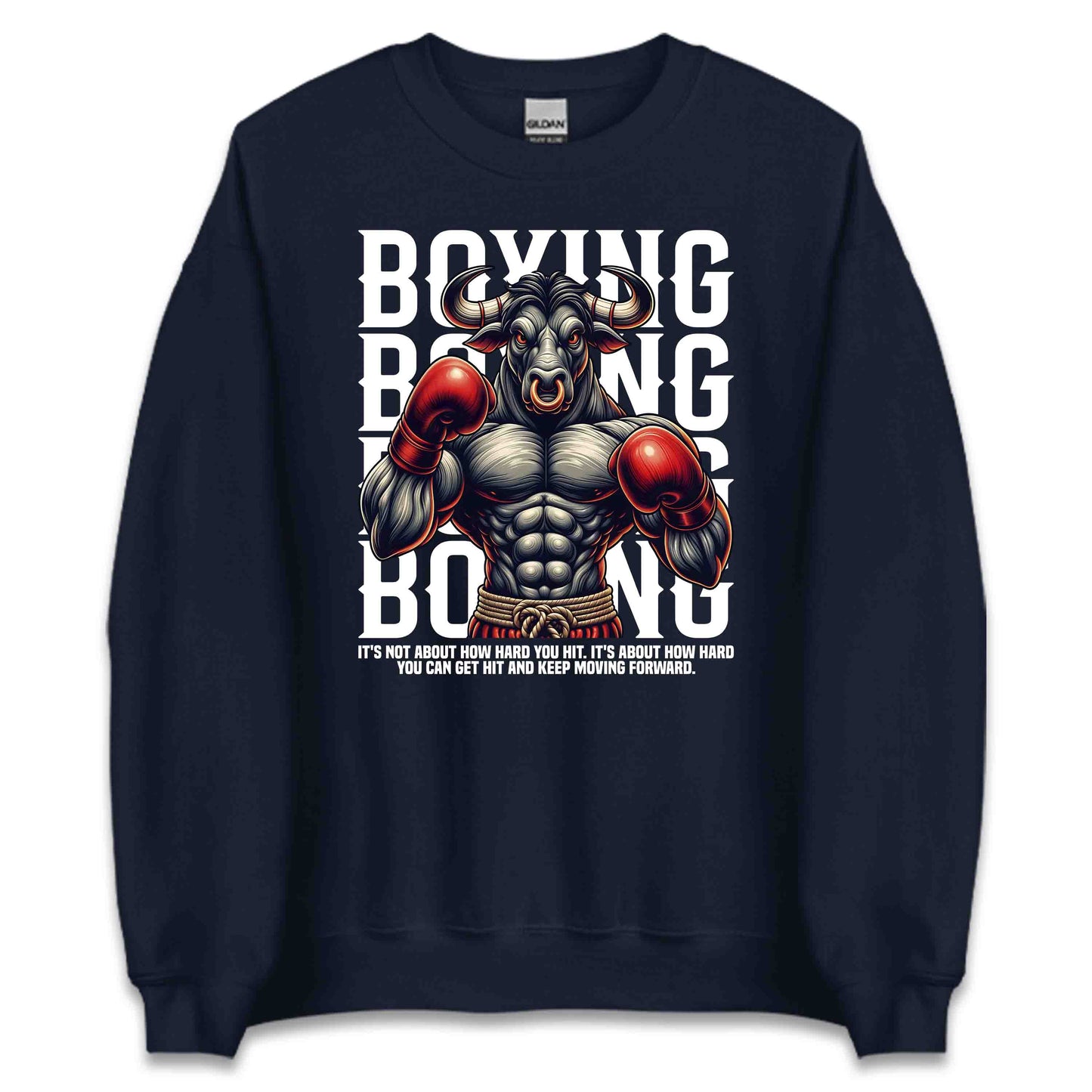 Boxing Bull Motivational Strong Fighter Quote | PRODUCT CODE: BXNGLUMOTVFGH