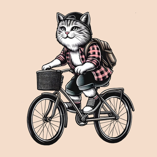 Cat Riding Bicycle Kitty Cycling | PRODUCT CODE: BYCRDGTDE