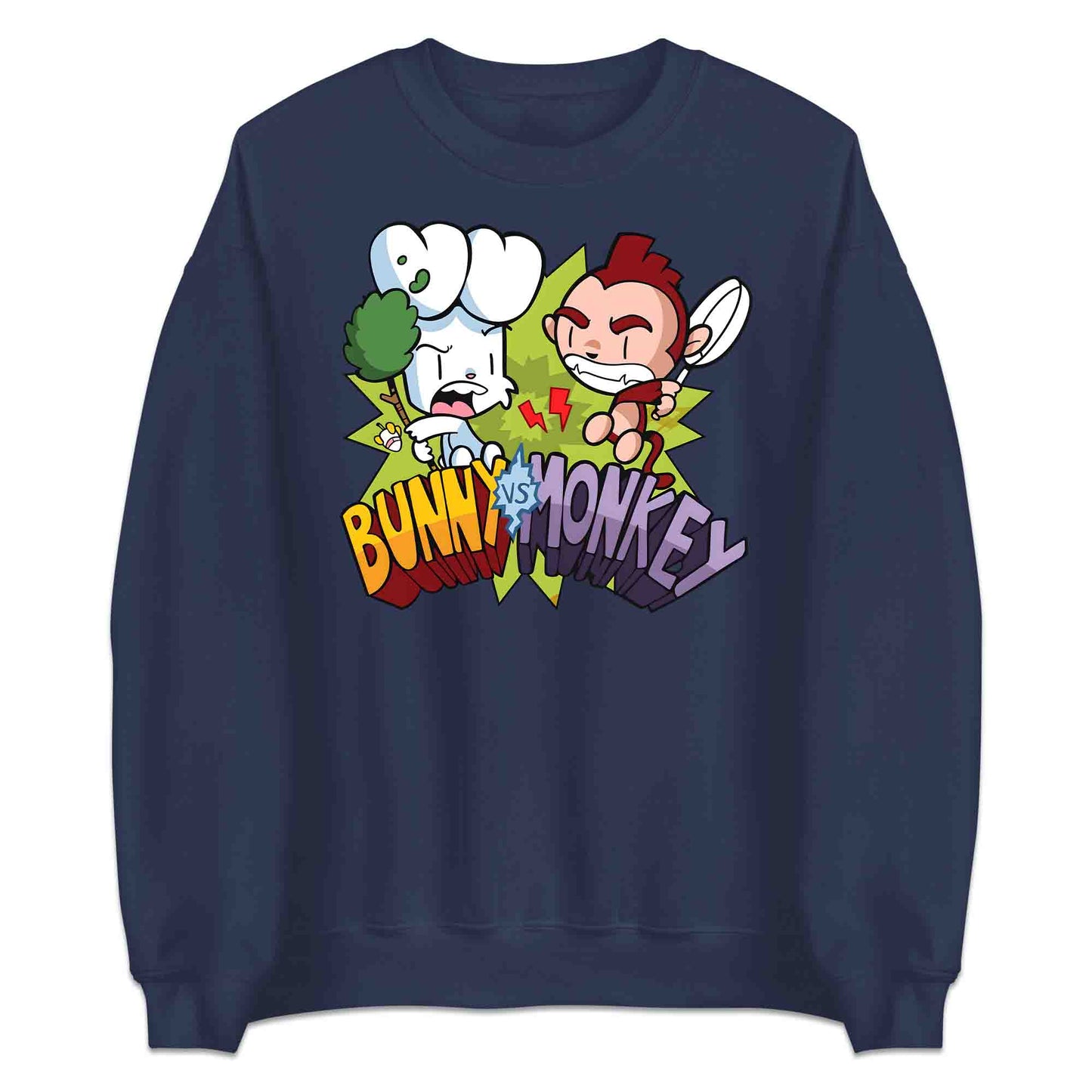 Bunny vs Monkey T-Shirt | Funny Cartoon Rivalry Jumper | World Book Day Hoodie | Wild Comic Book Fights Tee | PRODUCT CODE: BYNSHMCKSDY