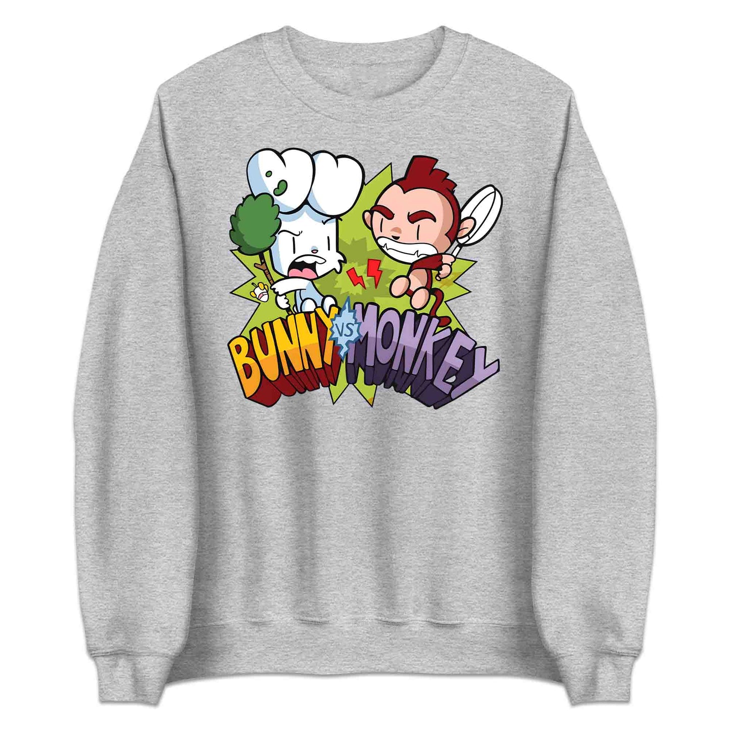 Bunny vs Monkey T-Shirt | Funny Cartoon Rivalry Jumper | World Book Day Hoodie | Wild Comic Book Fights Tee | PRODUCT CODE: BYNSHMCKSDY
