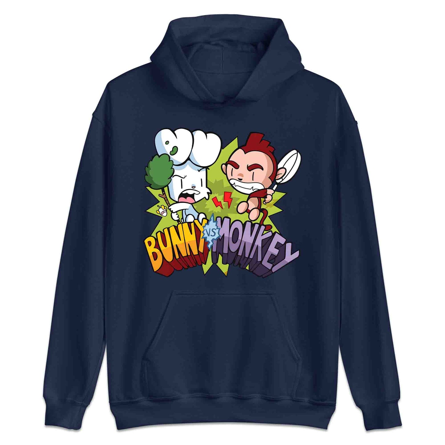Bunny vs Monkey T-Shirt | Funny Cartoon Rivalry Jumper | World Book Day Hoodie | Wild Comic Book Fights Tee | PRODUCT CODE: BYNSHMCKSDY