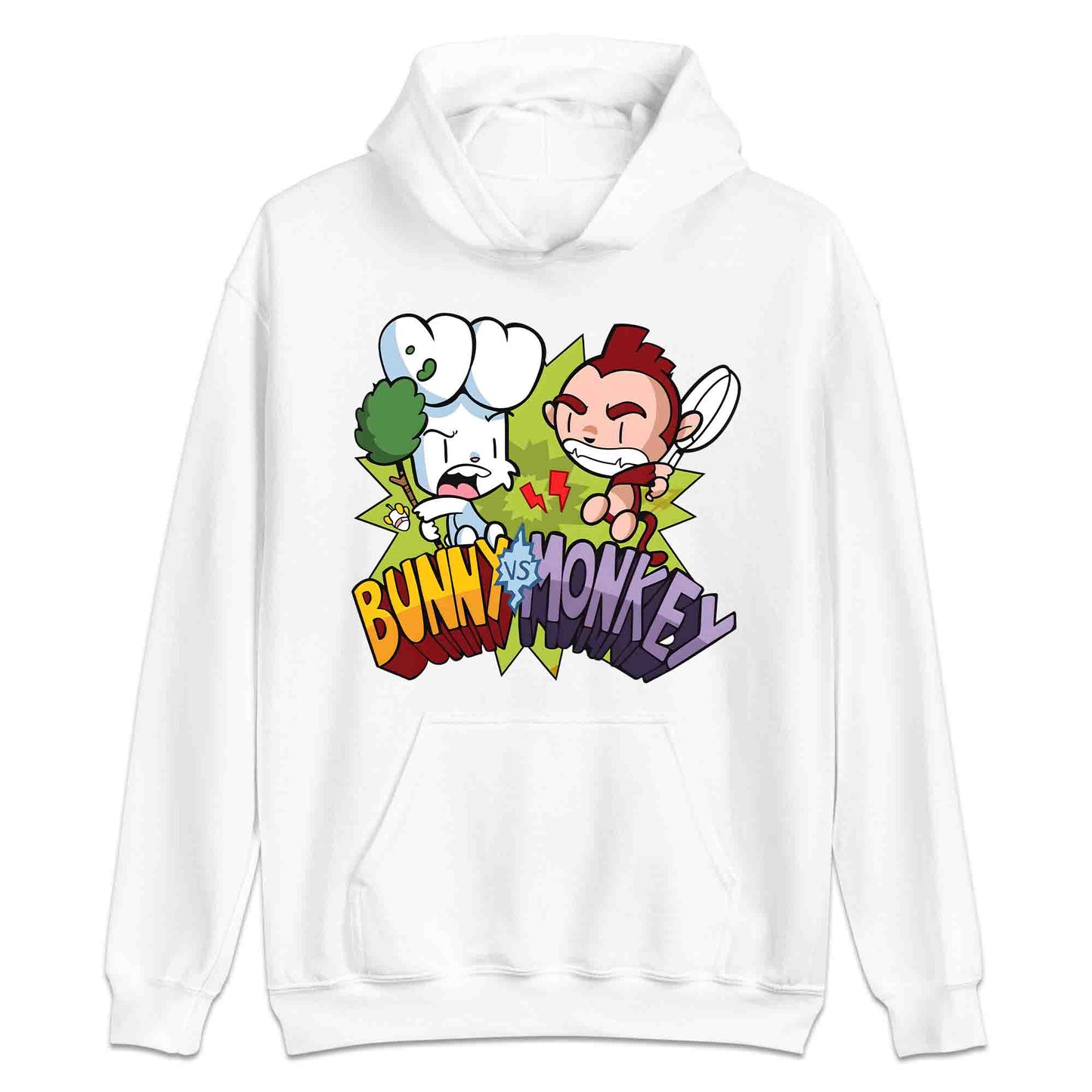 Bunny vs Monkey T-Shirt | Funny Cartoon Rivalry Jumper | World Book Day Hoodie | Wild Comic Book Fights Tee | PRODUCT CODE: BYNSHMCKSDY