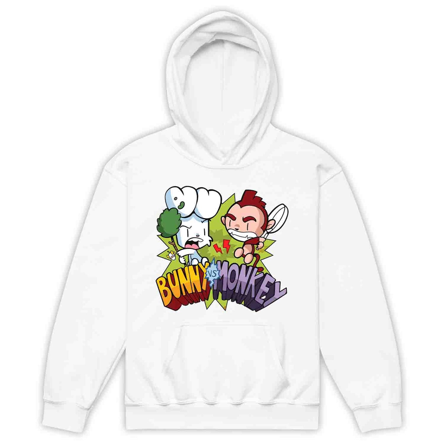 Bunny vs Monkey Kids T-Shirt | Funny Cartoon Rivalry Jumper | World Book Day Hoodie | Wild Comic Book Fights Tee | PRODUCT CODE: BYNSHMCKSDY