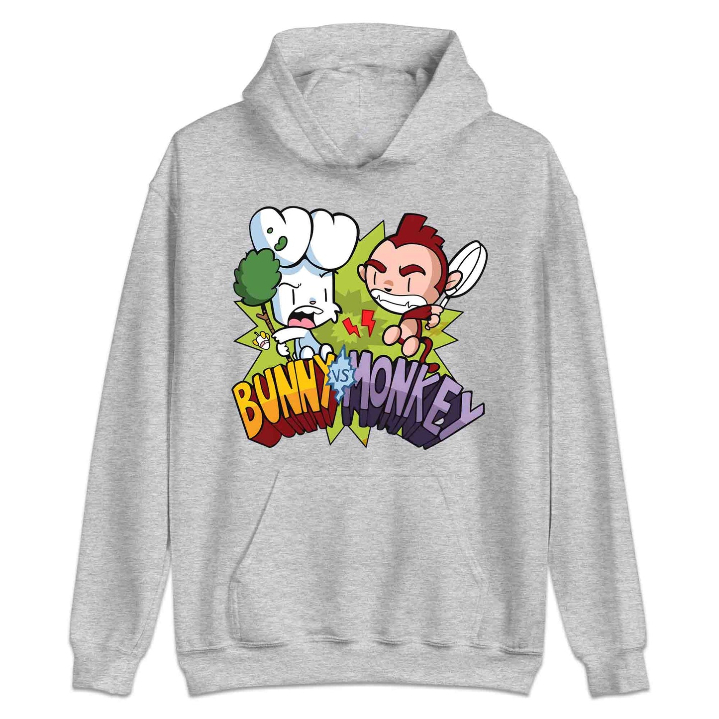 Bunny vs Monkey T-Shirt | Funny Cartoon Rivalry Jumper | World Book Day Hoodie | Wild Comic Book Fights Tee | PRODUCT CODE: BYNSHMCKSDY
