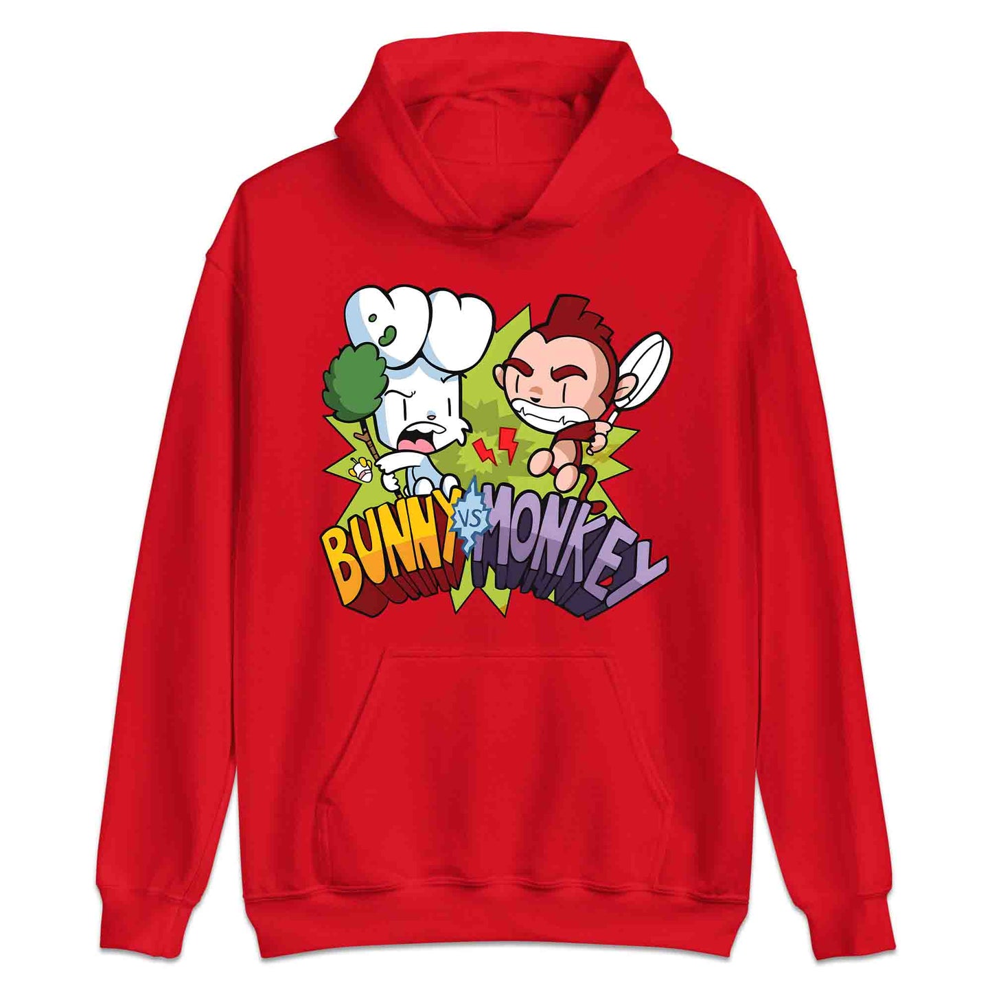 Bunny vs Monkey T-Shirt | Funny Cartoon Rivalry Jumper | World Book Day Hoodie | Wild Comic Book Fights Tee | PRODUCT CODE: BYNSHMCKSDY