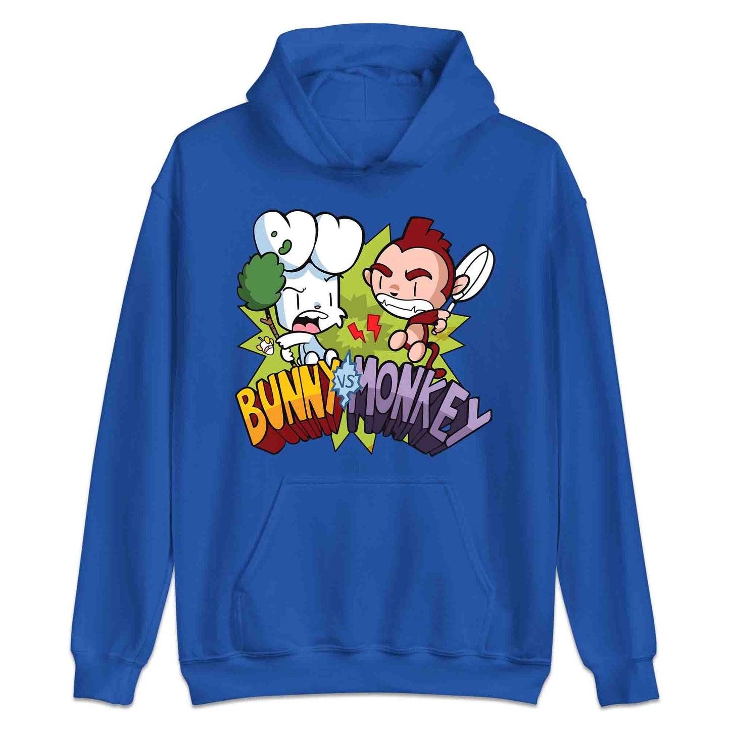 Bunny vs Monkey T-Shirt | Funny Cartoon Rivalry Jumper | World Book Day Hoodie | Wild Comic Book Fights Tee | PRODUCT CODE: BYNSHMCKSDY