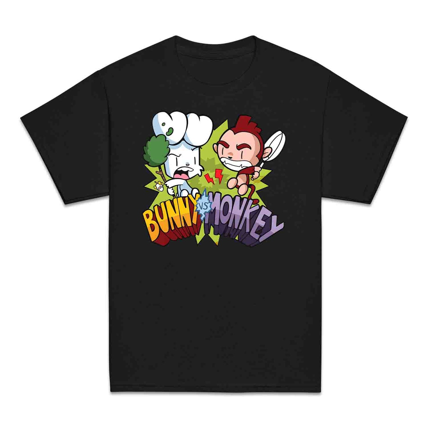 Bunny vs Monkey Kids T-Shirt | Funny Cartoon Rivalry Jumper | World Book Day Hoodie | Wild Comic Book Fights Tee | PRODUCT CODE: BYNSHMCKSDY