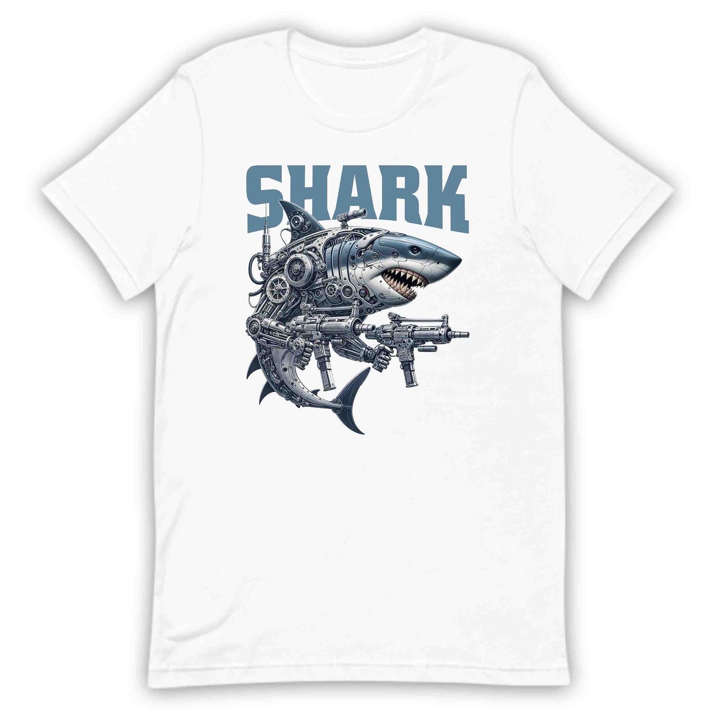 Cyberpunk Shark Futuristic Mechanical Robotic Shark With Guns | PRODUCT CODE: CBRYSHKRFTUMS