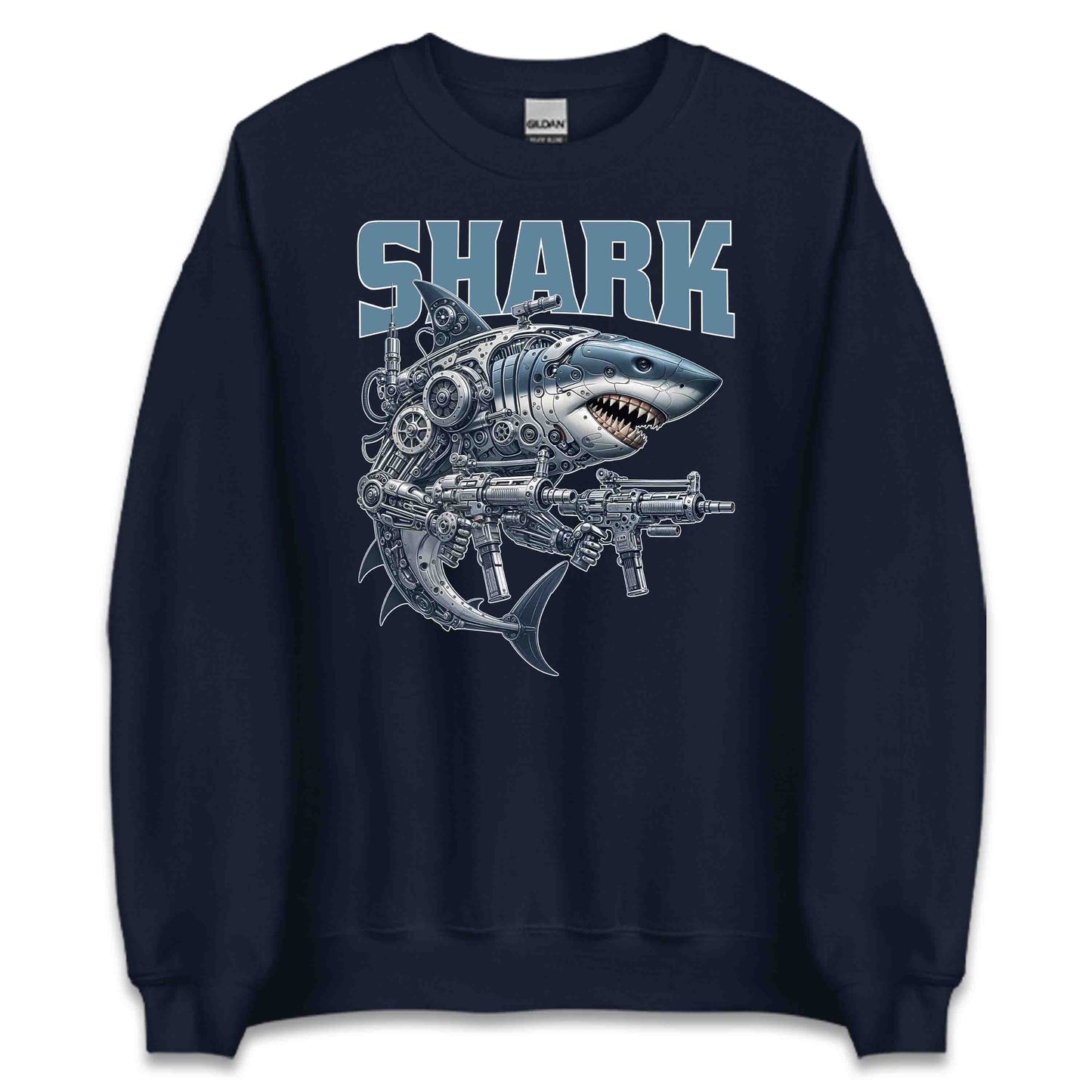 Cyberpunk Shark Futuristic Mechanical Robotic Shark With Guns | PRODUCT CODE: CBRYSHKRFTUMS