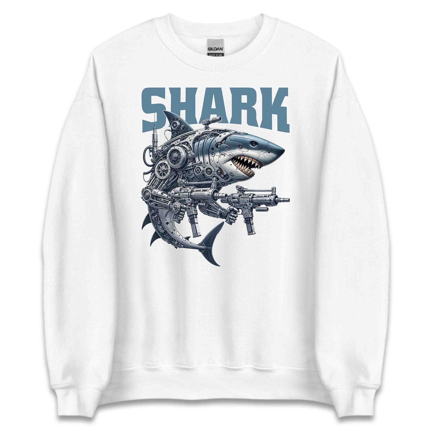 Cyberpunk Shark Futuristic Mechanical Robotic Shark With Guns | PRODUCT CODE: CBRYSHKRFTUMS