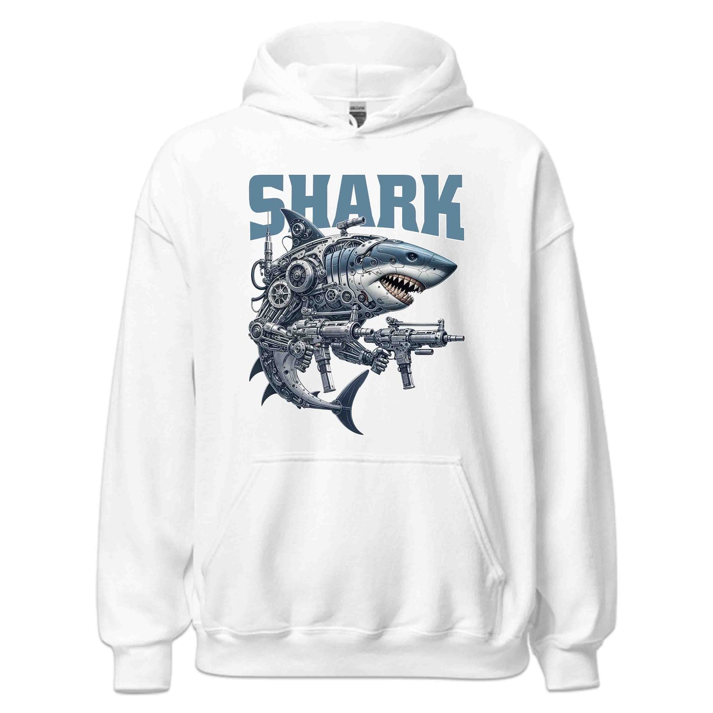 Cyberpunk Shark Futuristic Mechanical Robotic Shark With Guns | PRODUCT CODE: CBRYSHKRFTUMS