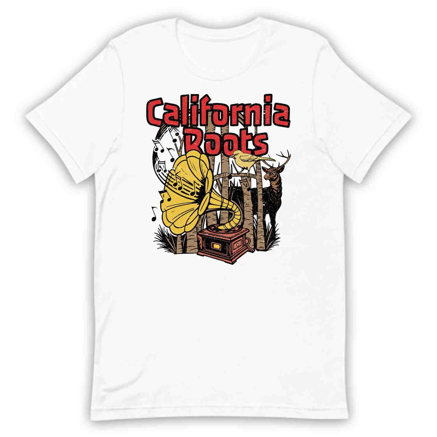 California Roots Retro Music T-Shirt, Sweatshirt, Hoodie – Vintage Gramophone & Nature Vibes | PRODUCT CODE: CFLRYXOWPAVN