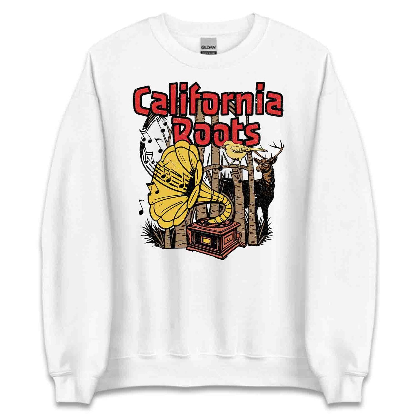 California Roots Retro Music T-Shirt, Sweatshirt, Hoodie – Vintage Gramophone & Nature Vibes | PRODUCT CODE: CFLRYXOWPAVN
