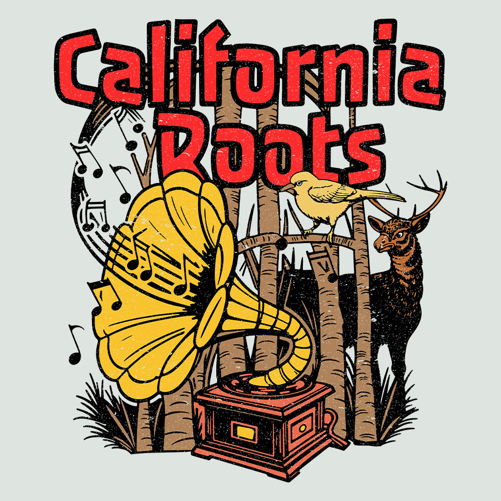 California Roots Retro Music T-Shirt, Sweatshirt, Hoodie – Vintage Gramophone & Nature Vibes | PRODUCT CODE: CFLRYXOWPAVN