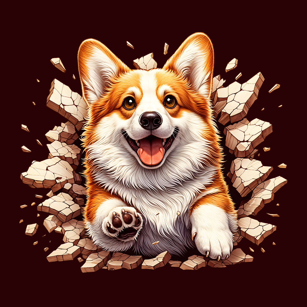 Corgi Dog Breaking Through Wall 3D Realistic Dog | PRODUCT CODE: CGRDBRLYAVRD