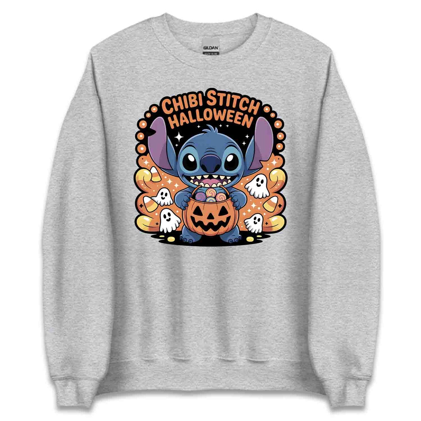Chibi Stitch Halloween T-Shirt, Kawaii Disney Sweatshirt, Ohana Trick-or-Treat Hoodie | PRODUCT CODE: CHJQWENBO