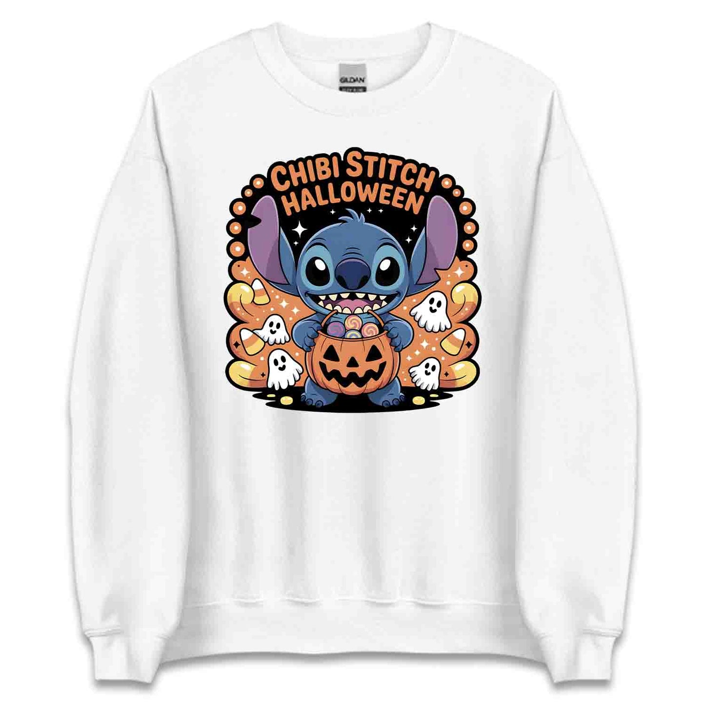Chibi Stitch Halloween T-Shirt, Kawaii Disney Sweatshirt, Ohana Trick-or-Treat Hoodie | PRODUCT CODE: CHJQWENBO