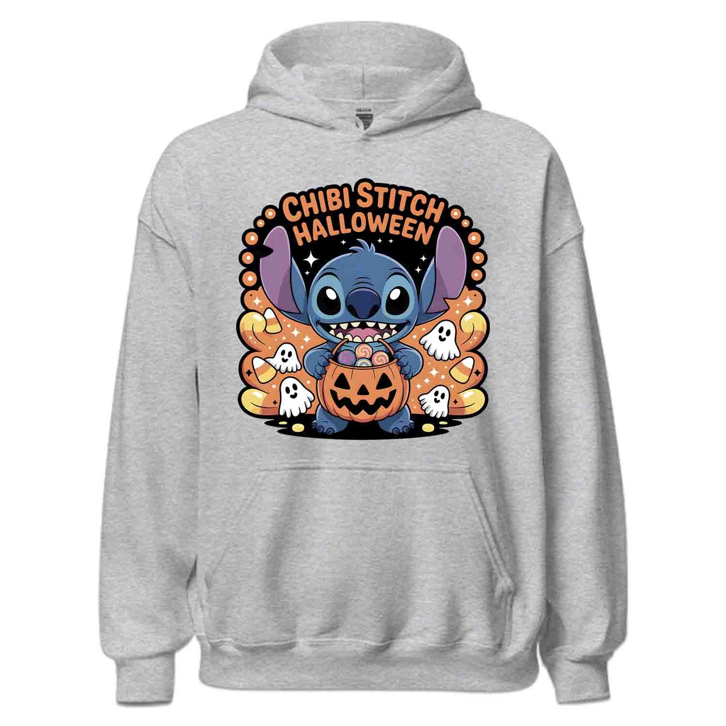 Chibi Stitch Halloween T-Shirt, Kawaii Disney Sweatshirt, Ohana Trick-or-Treat Hoodie | PRODUCT CODE: CHJQWENBO