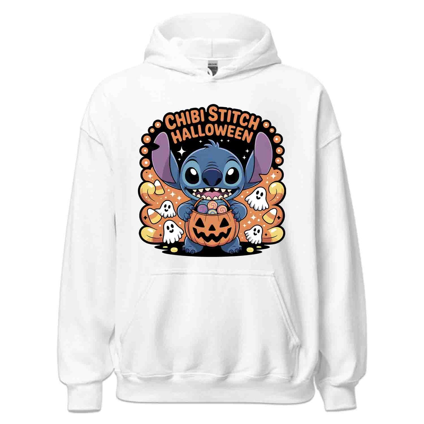 Chibi Stitch Halloween T-Shirt, Kawaii Disney Sweatshirt, Ohana Trick-or-Treat Hoodie | PRODUCT CODE: CHJQWENBO