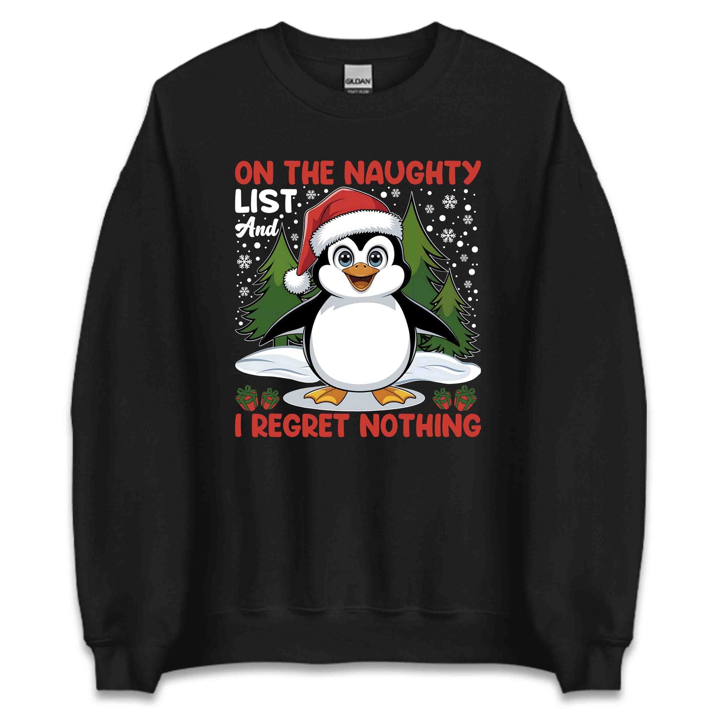 Christmas PenguinOn My Naughty List I Regret Nothing Xmas | PRODUCT CODE: CHMPNGUTYRG