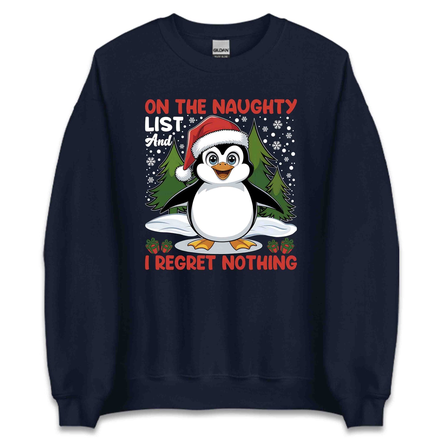 Christmas PenguinOn My Naughty List I Regret Nothing Xmas | PRODUCT CODE: CHMPNGUTYRG